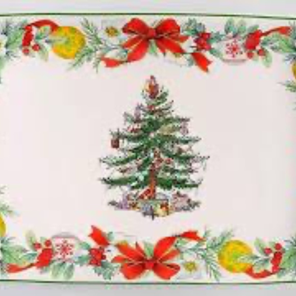 Spode Christmas Tree Dessert Tray 2017 Annual Bows Ornament Holly Fine China - Picture 2 of 4